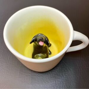 Vintage Spademan Pottery Cream Ceramic Peek A Boo Dog Mug